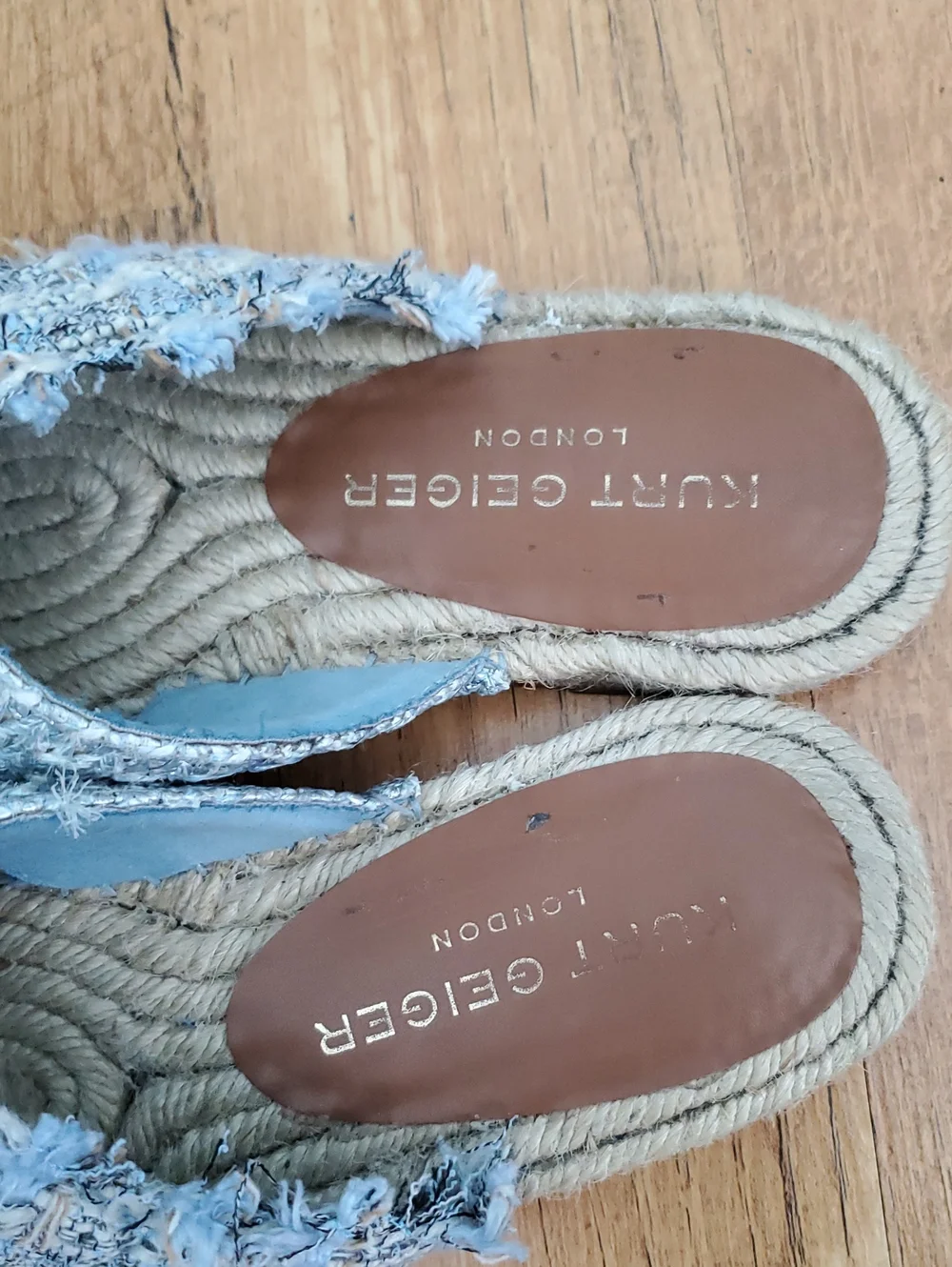 Kurt Geiger London Kensington X Espadrille Slide Sandals - Blue Tweed